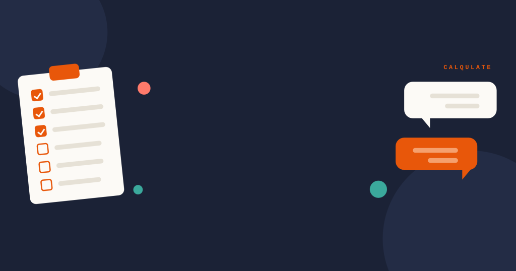 Illustration of an interview checklist next to two conversation bubbles